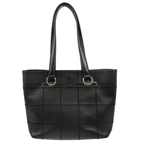 CHANEL Handbags - Chanel Black Calfskin Choco Bar Tote Bag 184827